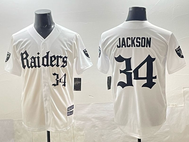 Men 2025 Oakland Raiders #34 Jackson white 6th generation Joint Name Nike Limited NFL Jersey style 04